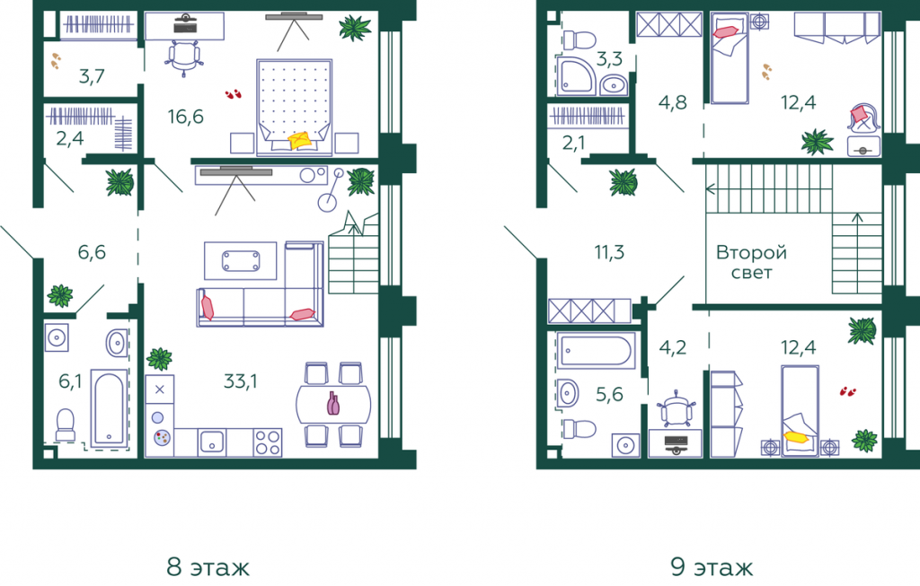 3-комнатная квартира 124.6 м2, 10-й этаж