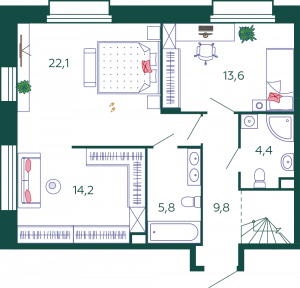 4-комнатная квартира 151.5 м2, 5-й этаж