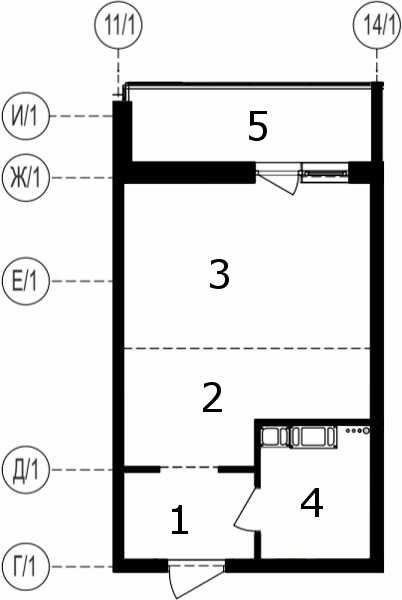 Cтудия 28.73 м2, 13-й этаж