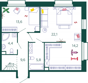 4-комнатная квартира 151.1 м2, 5-й этаж