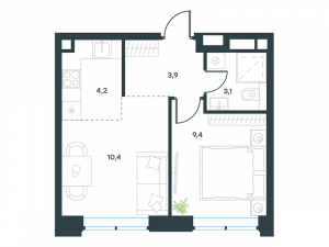 2-комнатная квартира 31 м2, 5-й этаж