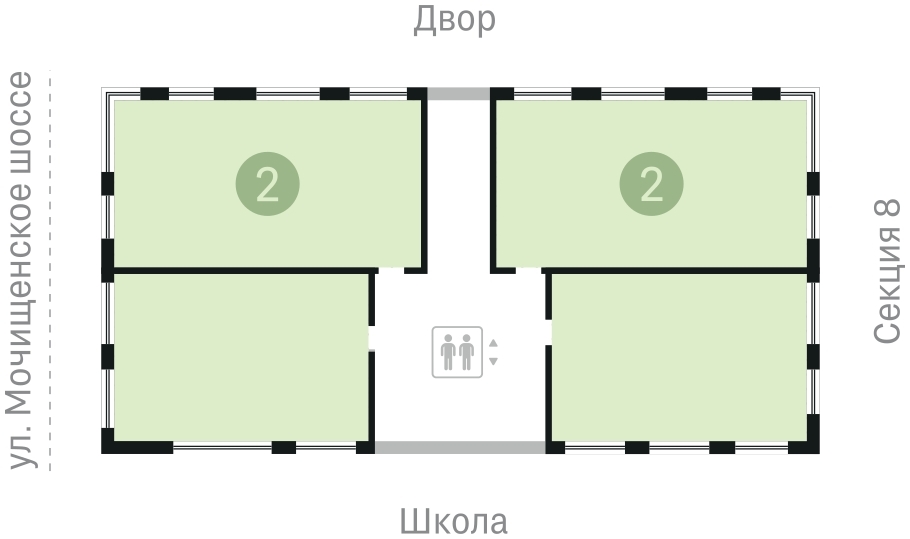 2-комнатная квартира 63.33 м2, 7-й этаж