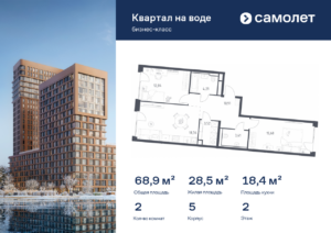 2-комнатная квартира 68.93 м2, 2-й этаж