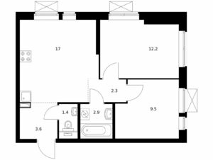 2-комнатная квартира 48.5 м2, 20-й этаж