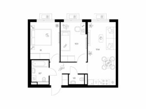 2-комнатная квартира 49.9 м2, 13-й этаж