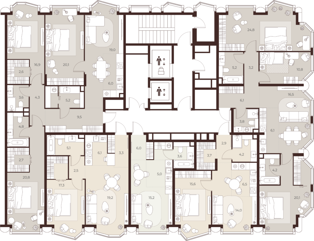 1-комнатная квартира 53.5 м2, 11-й этаж