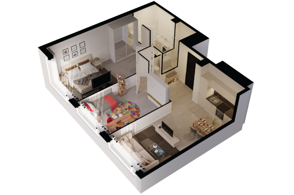 2-комнатные апартаменты 65 м2, 8-й этаж