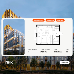 1-комнатная квартира 30.8 м2, 16-й этаж