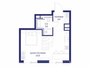 Cтудия 33 м2, 9-й этаж