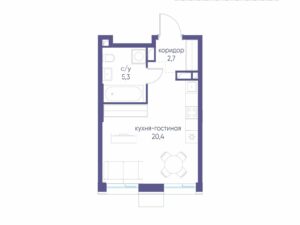 Cтудия 28.4 м2, 8-й этаж